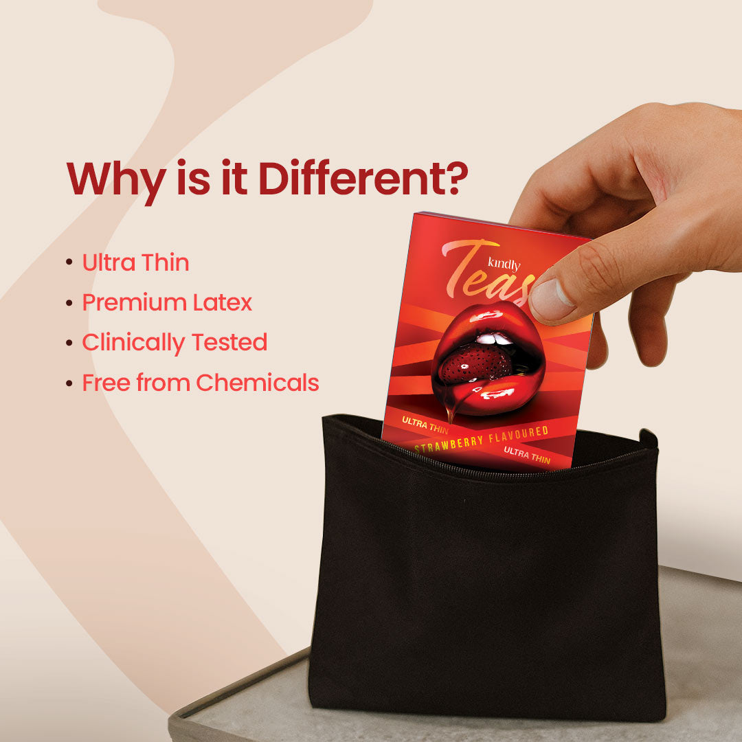 Kindly Tease Ultra Thin Condoms – Strawberry Flavour - Pack of 3
