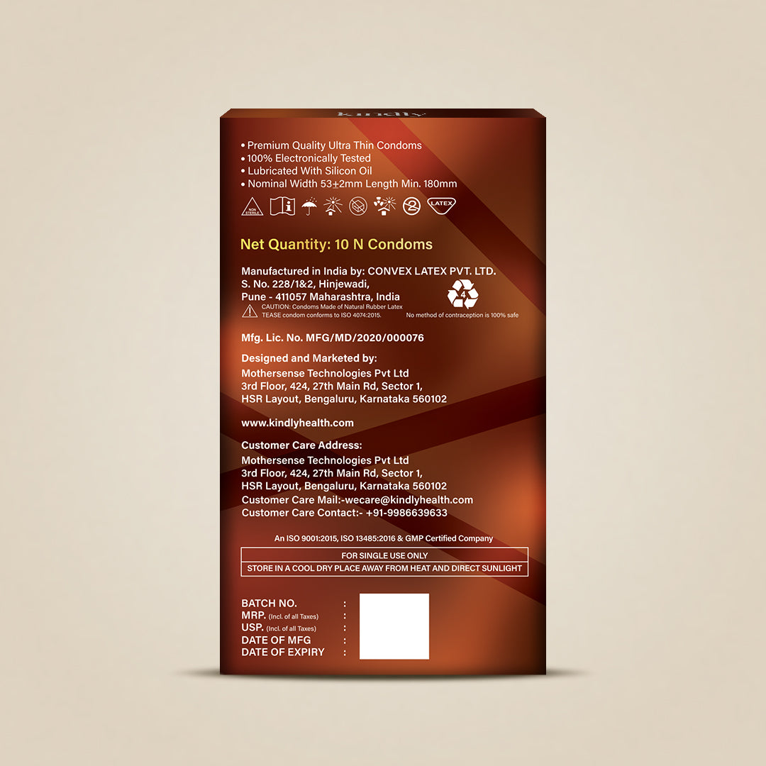Kindly Tease Ultra Thin Condoms - Chocolate Flavour - Pack of 10