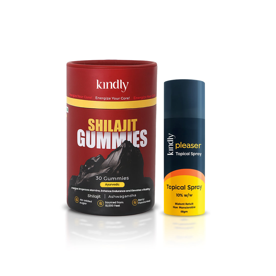Kindly Performance Power Combo: Shilajit Gummies + Delay Spray for Him (Pack of 2)