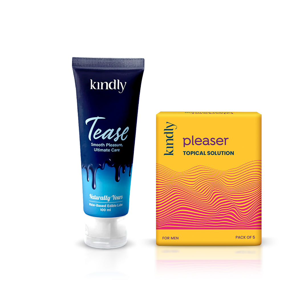 Kindly Intimate Essentials Combo – Tease Natural Flavoured Lube & Pleaser Delay Wipes