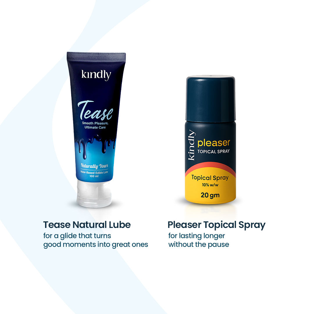 Kindly Extended Play Combo – Pleaser Delay Spray + Tease Natural Flavour Lube