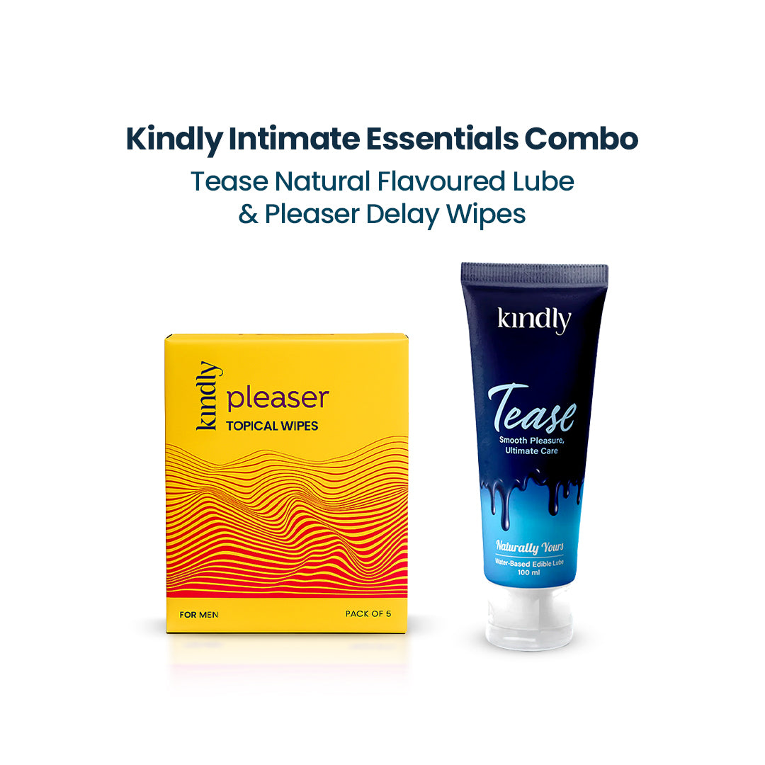 Kindly Intimate Essentials Combo – Tease Natural Flavoured Lube & Pleaser Delay Wipes