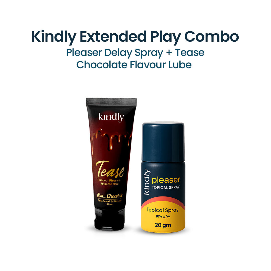 Kindly Extended Play Combo – Pleaser Delay Spray + Tease Chocolate Flavour Lube