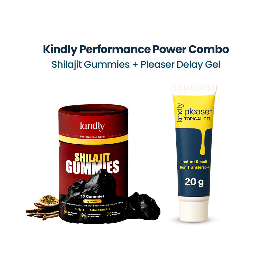 Kindly Performance Power Combo: Shilajit Gummies + Pleaser Delay Gel