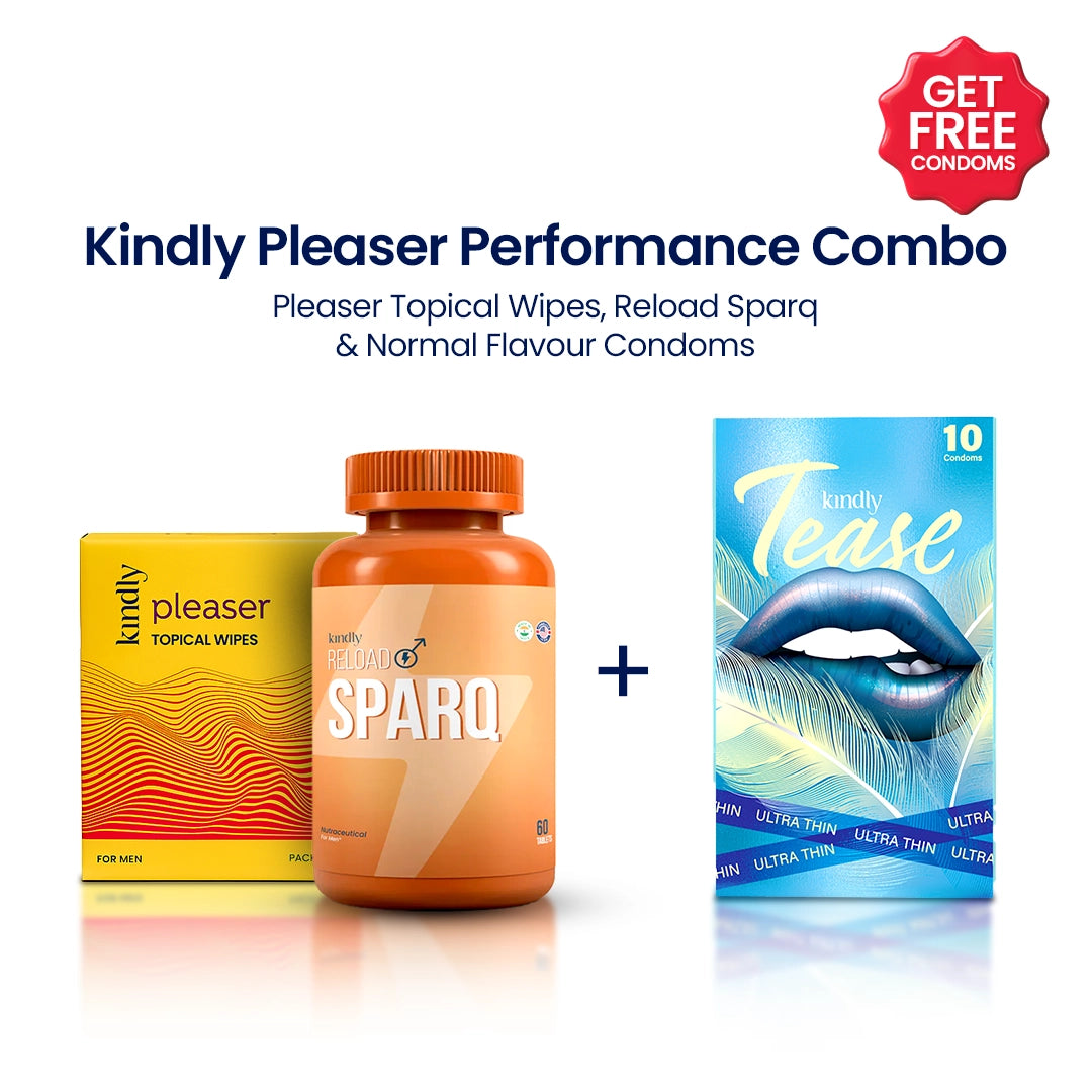 Kindly Pleaser Performance Kit : Pleaser Topical Wipes, Reload Sparq & Tease Ultra Thin Condom