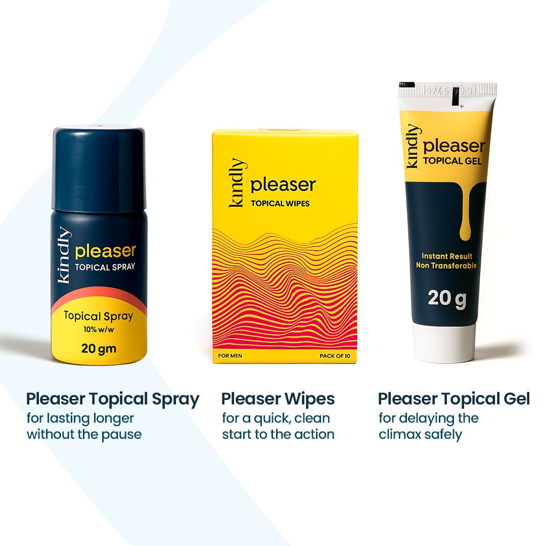 Kindly Power Play Combo: Pleaser Topical Spray, Pleaser Topical Gel & Pleaser Topical Wipes
