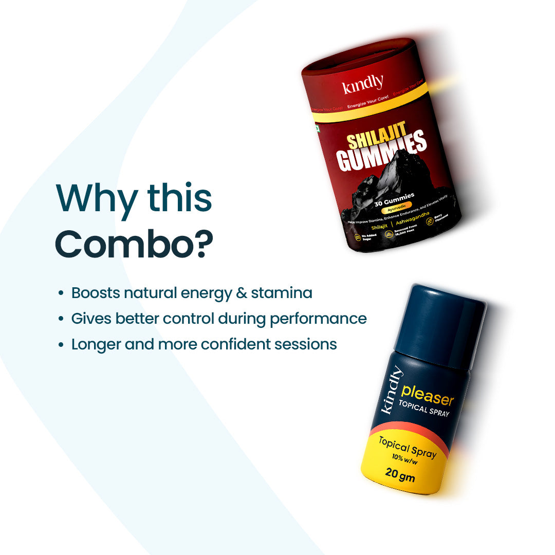 Kindly Performance Power Combo: Shilajit Gummies + Pleaser Delay Spray