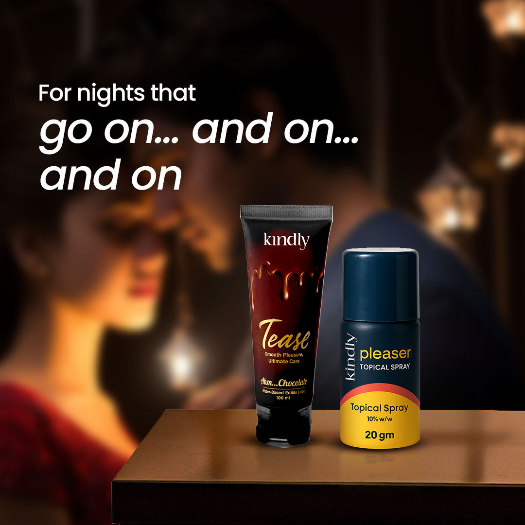 Kindly Extended Play Combo – Pleaser Delay Spray + Tease Chocolate Flavour Lube