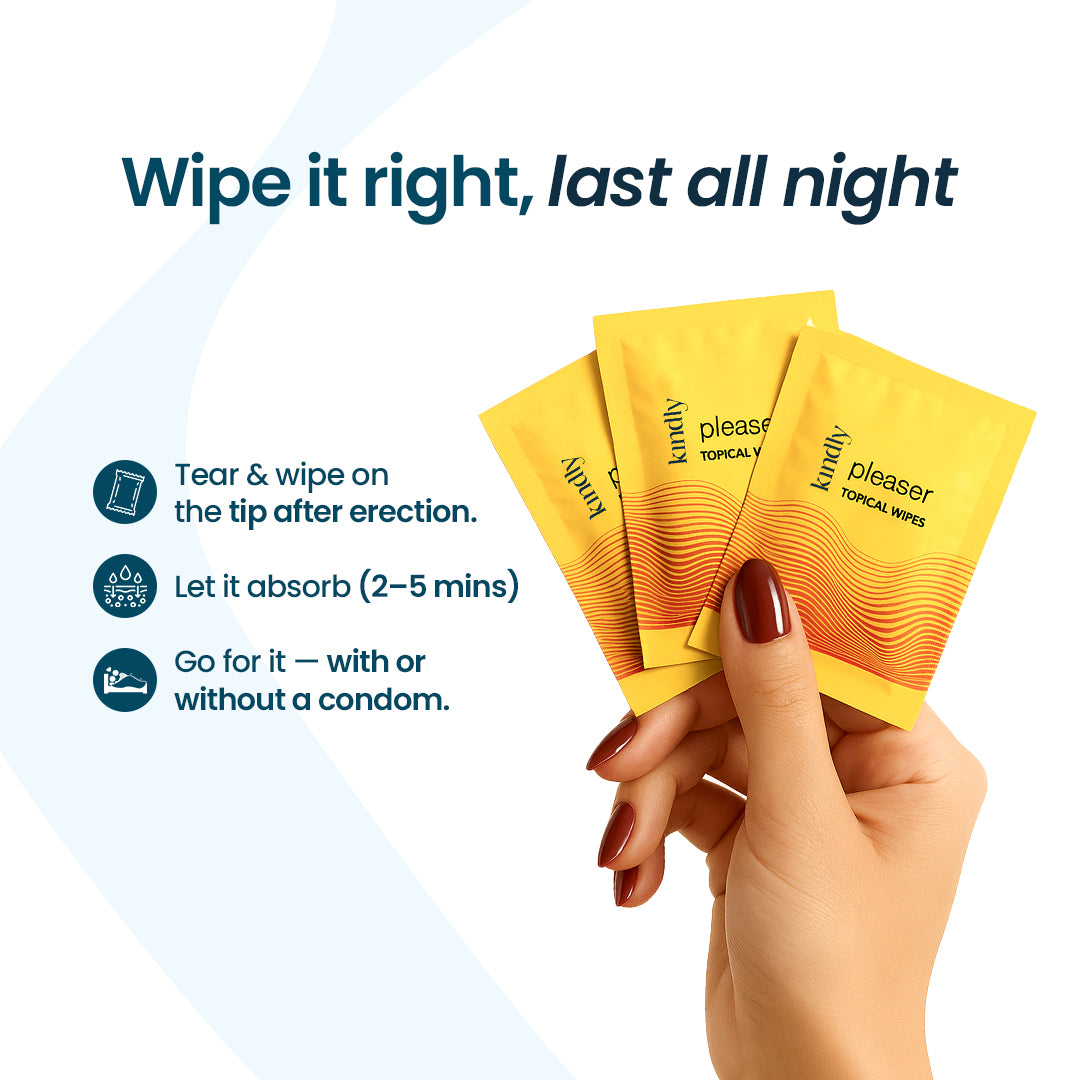 Kindly Intimate Essential Combo – Chocolate Flavoured Lube & Pleaser Delay Wipes (5-Pack)