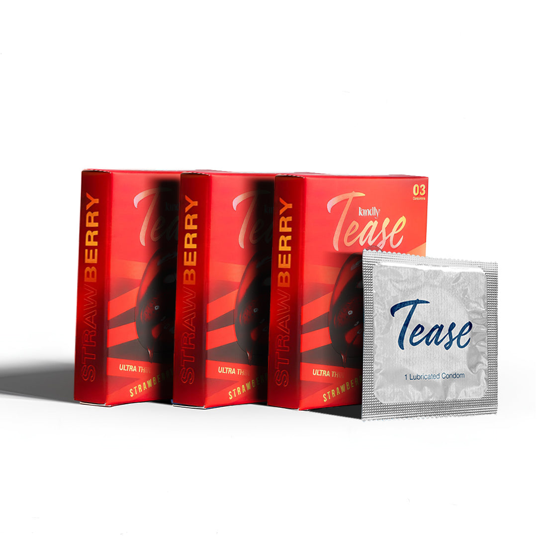 Kindly Tease Ultra Thin Condoms – Strawberry Flavour - Pack of 3