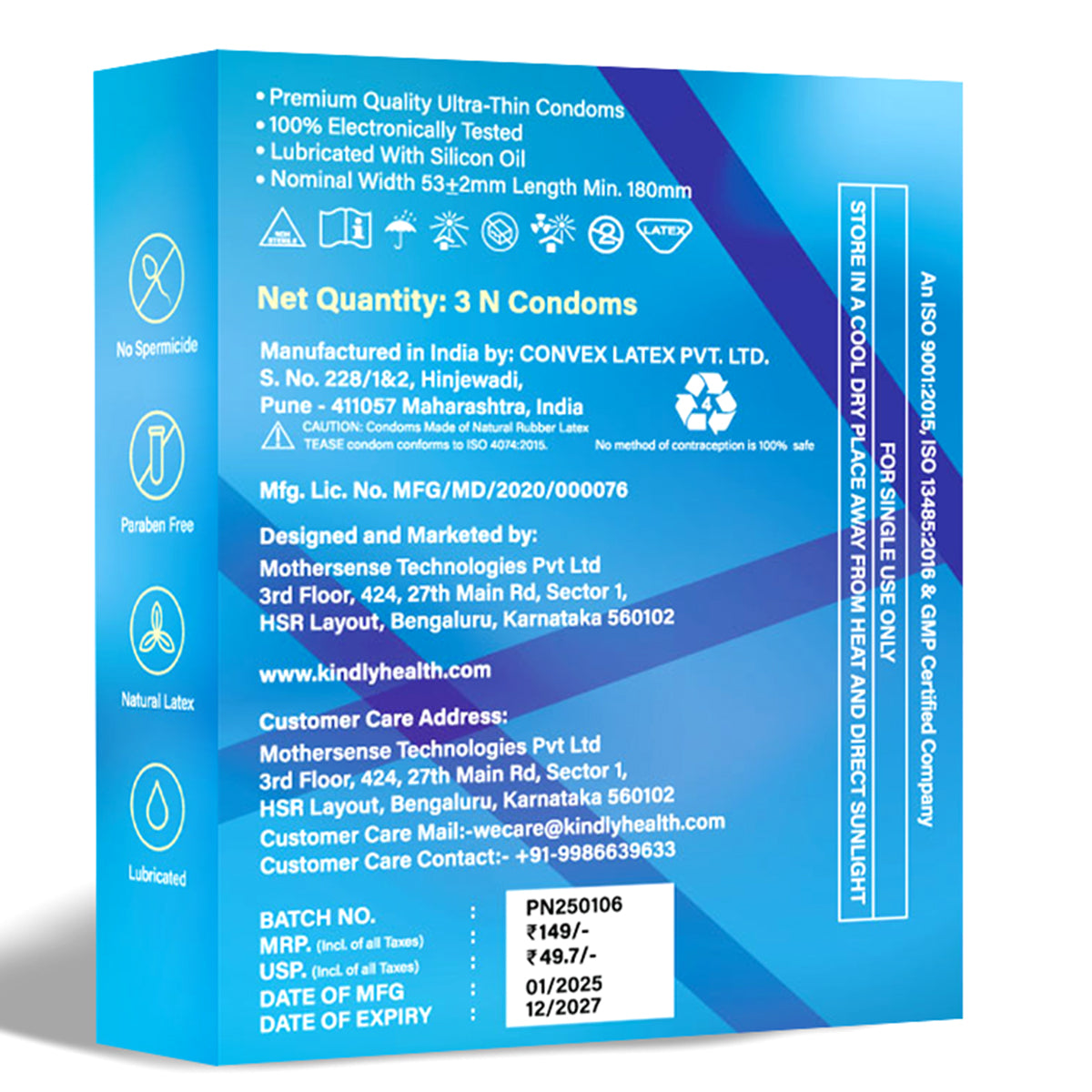 Tease Condoms- Classic Ultra Thin - Pack of 3