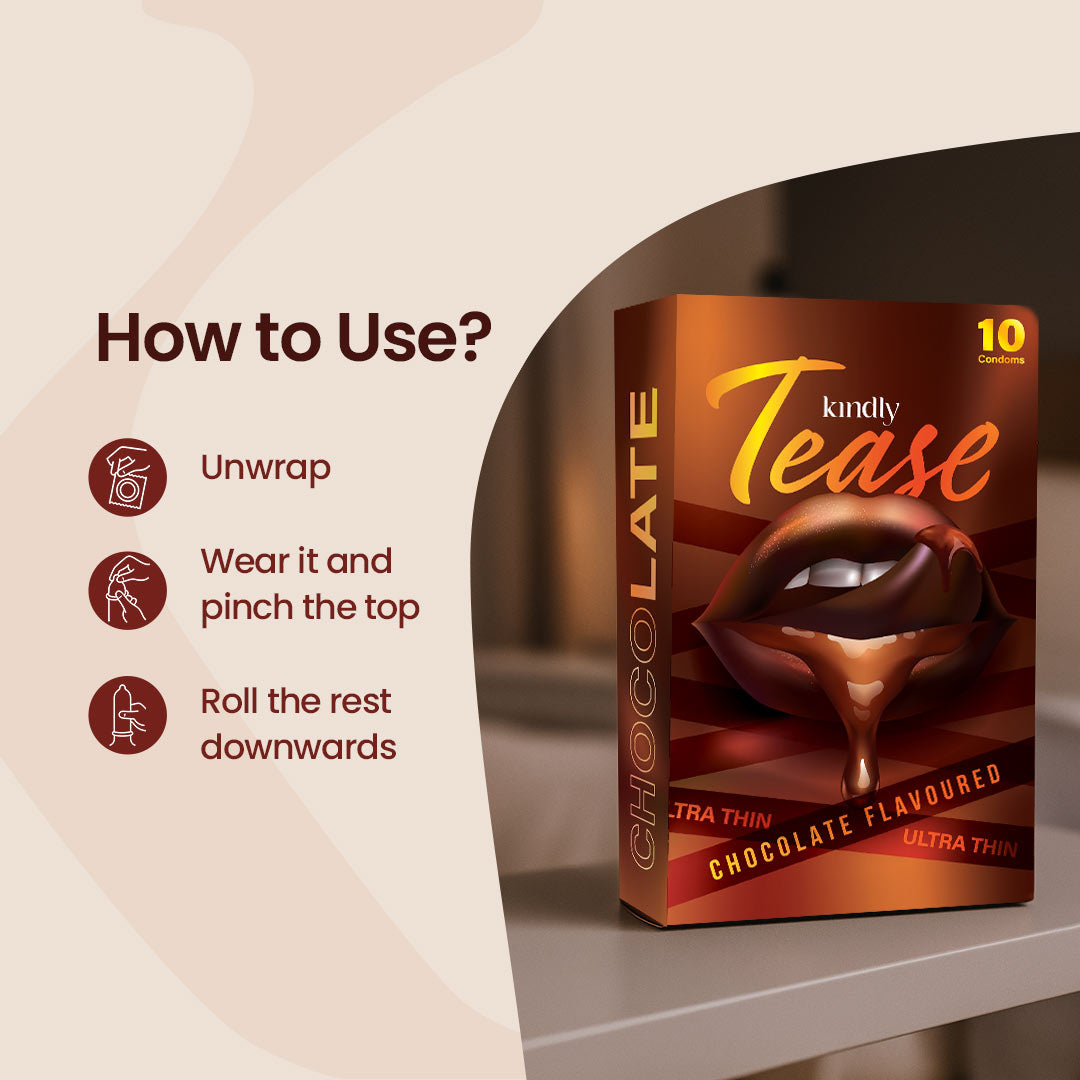 Kindly Tease Ultra Thin Condoms - Chocolate Flavour - Pack of 10