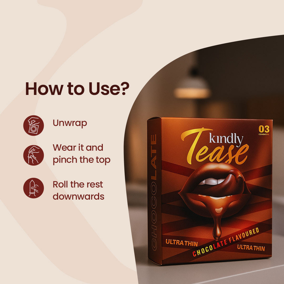 Kindly Tease Ultra Thin Condoms - Chocolate Flavour - Pack of 03
