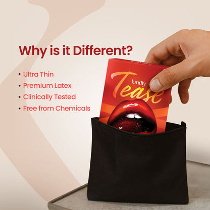 Kindly Tease Ultra Thin Condoms – Strawberry Flavour - Pack of 10