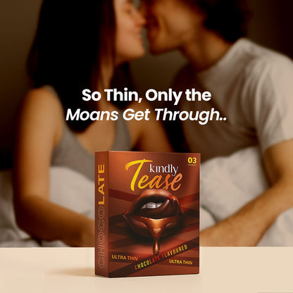 Kindly Tease Ultra Thin Condoms - Chocolate Flavour - Pack of 03