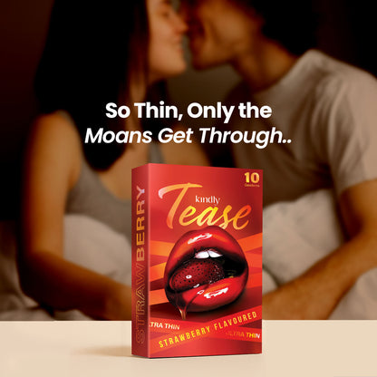 Kindly Tease Ultra Thin Condoms – Strawberry Flavour - Pack of 10