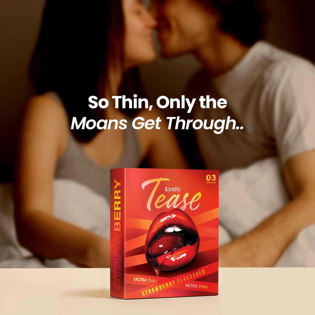 Kindly Tease Ultra Thin Condoms – Strawberry Flavour - Pack of 3
