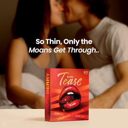 Kindly Tease Ultra Thin Condoms – Strawberry Flavour - Pack of 3