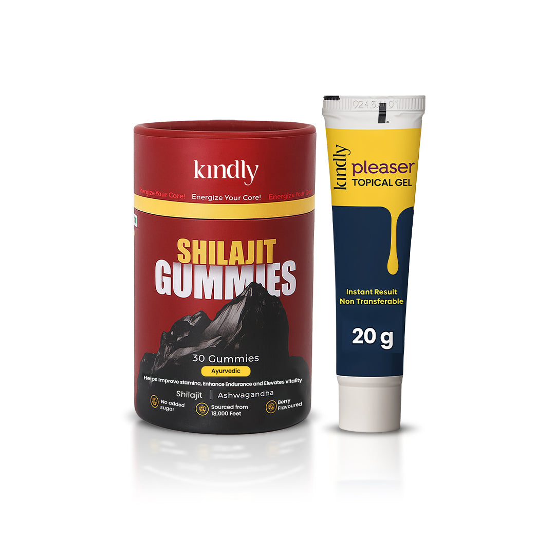 Kindly Performance Power Combo: Shilajit Gummies + Delay Gel for Him (Pack of 2)