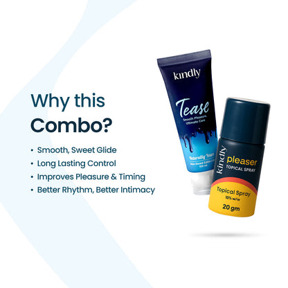 Kindly Extended Play Combo – Pleaser Delay Spray + Tease Natural Flavour Lube