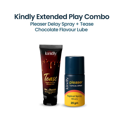 Kindly Extended Play Combo – Pleaser Delay Spray + Tease Chocolate Flavour Lube