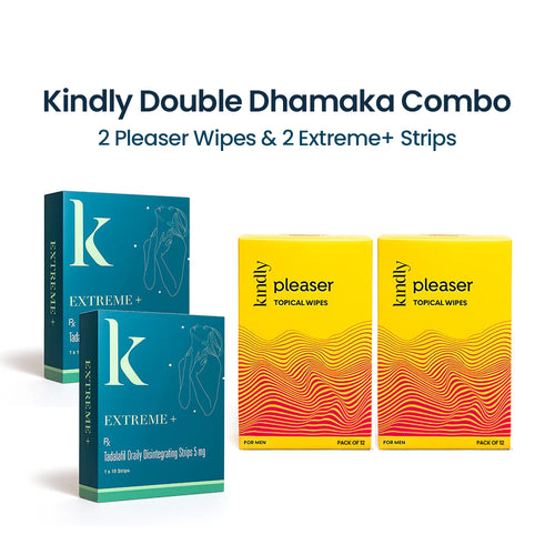 Kindly Double Dhamaka Combo: Pleaser Topical Wipes & Extreme+ Strips
