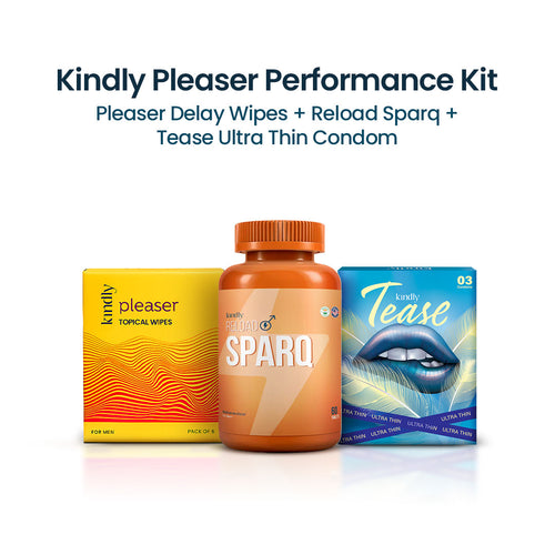 Kindly Pleaser Performance Kit : Pleaser Topical Wipes, Reload Sparq & Tease Ultra Thin Condom
