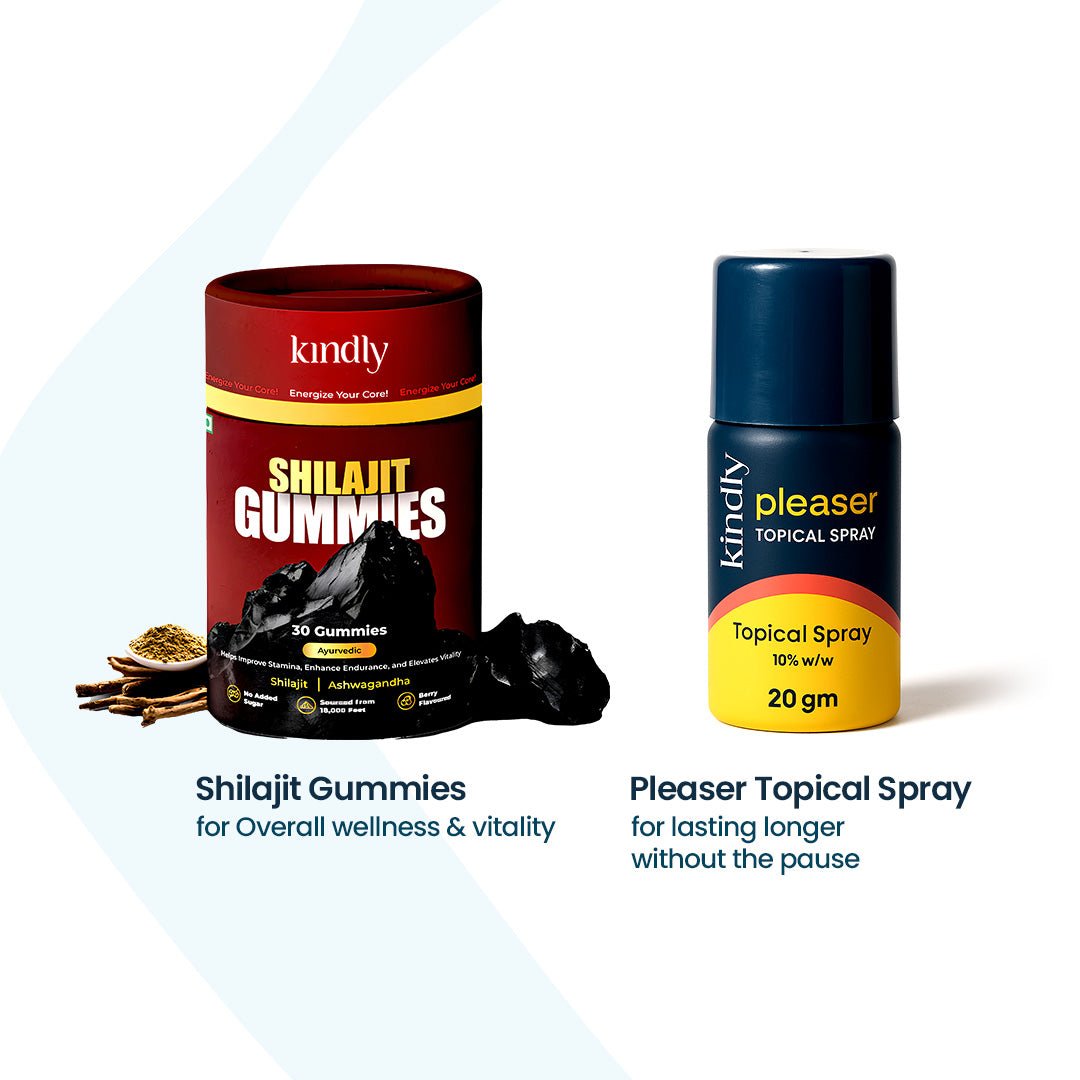 Kindly Performance Power Combo: Shilajit Gummies + Pleaser Delay Spray