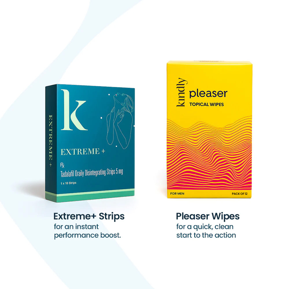 Kindly Double Dhamaka Combo: Pleaser Topical Wipes & Extreme+ Strips