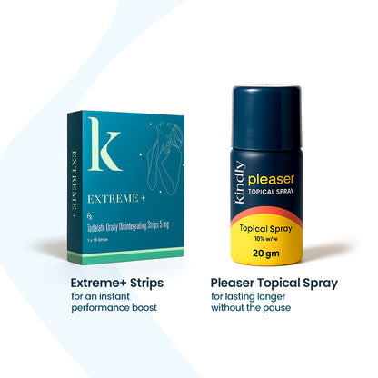 Kindly Dual Action Combo: Pleaser Delay Spray & Extreme+ Strips