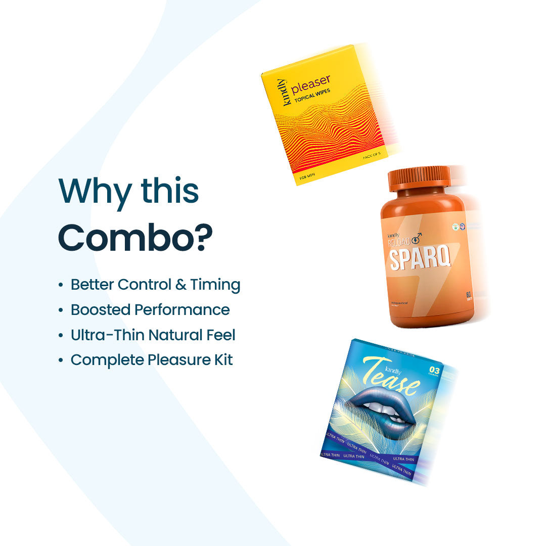 Kindly Pleaser Performance Kit : Pleaser Topical Wipes, Reload Sparq & Tease Ultra Thin Condom