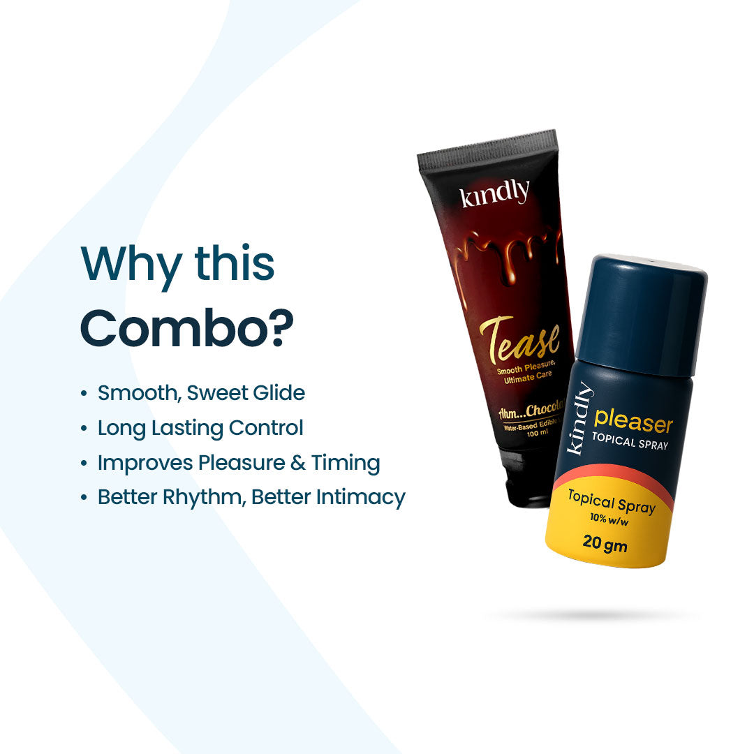 Kindly Extended Play Combo – Pleaser Delay Spray + Tease Chocolate Flavour Lube