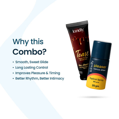 Kindly Extended Play Combo – Pleaser Delay Spray + Tease Chocolate Flavour Lube