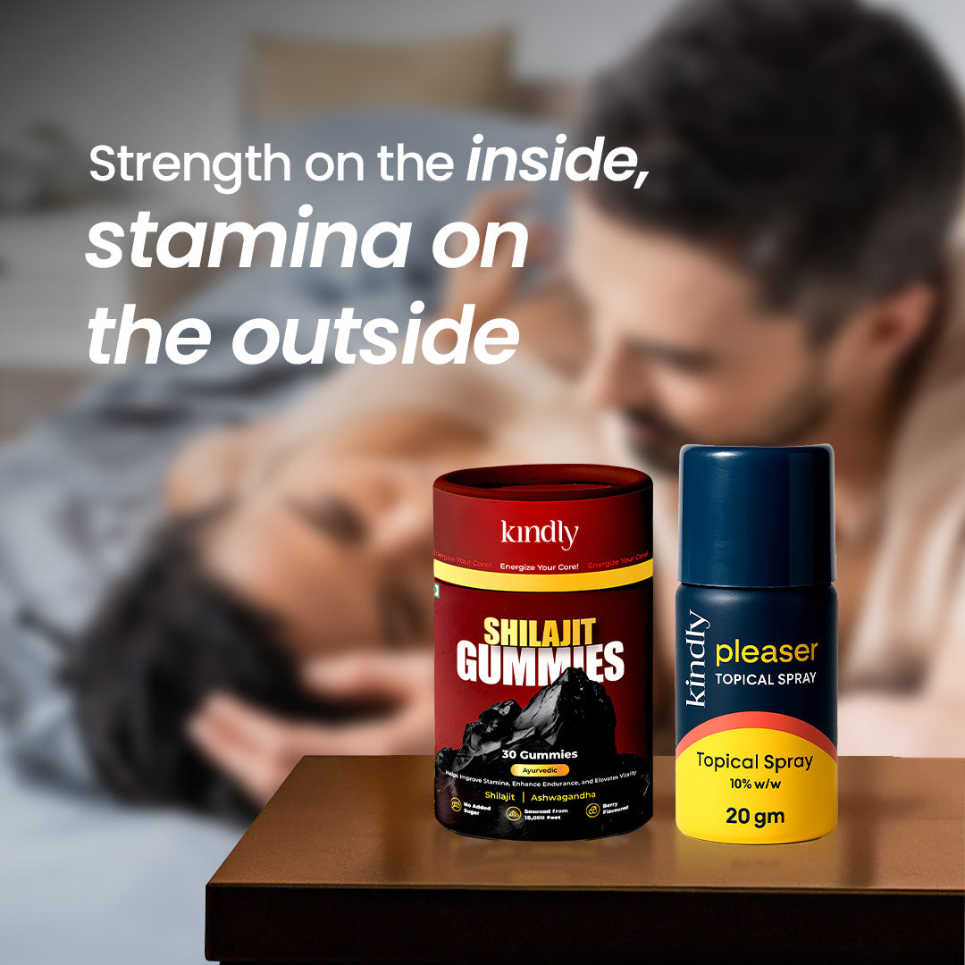 Kindly Performance Power Combo: Shilajit Gummies + Pleaser Delay Spray