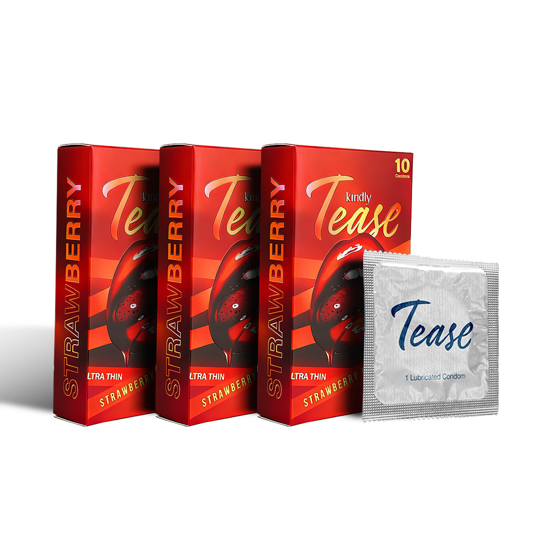 Kindly Tease Ultra Thin Condoms – Strawberry Flavour - Pack of 10