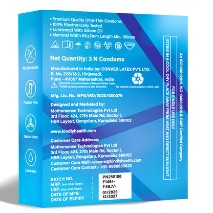 Tease Condoms- Classic Ultra Thin - Pack of 3