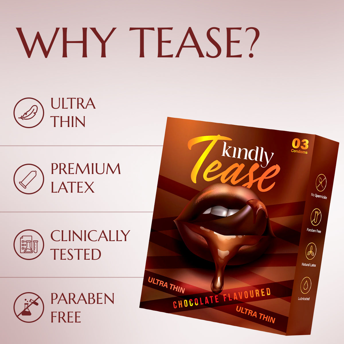 Tease Condoms- Ultra Thin- Chocolate Flavour- Pack of 3