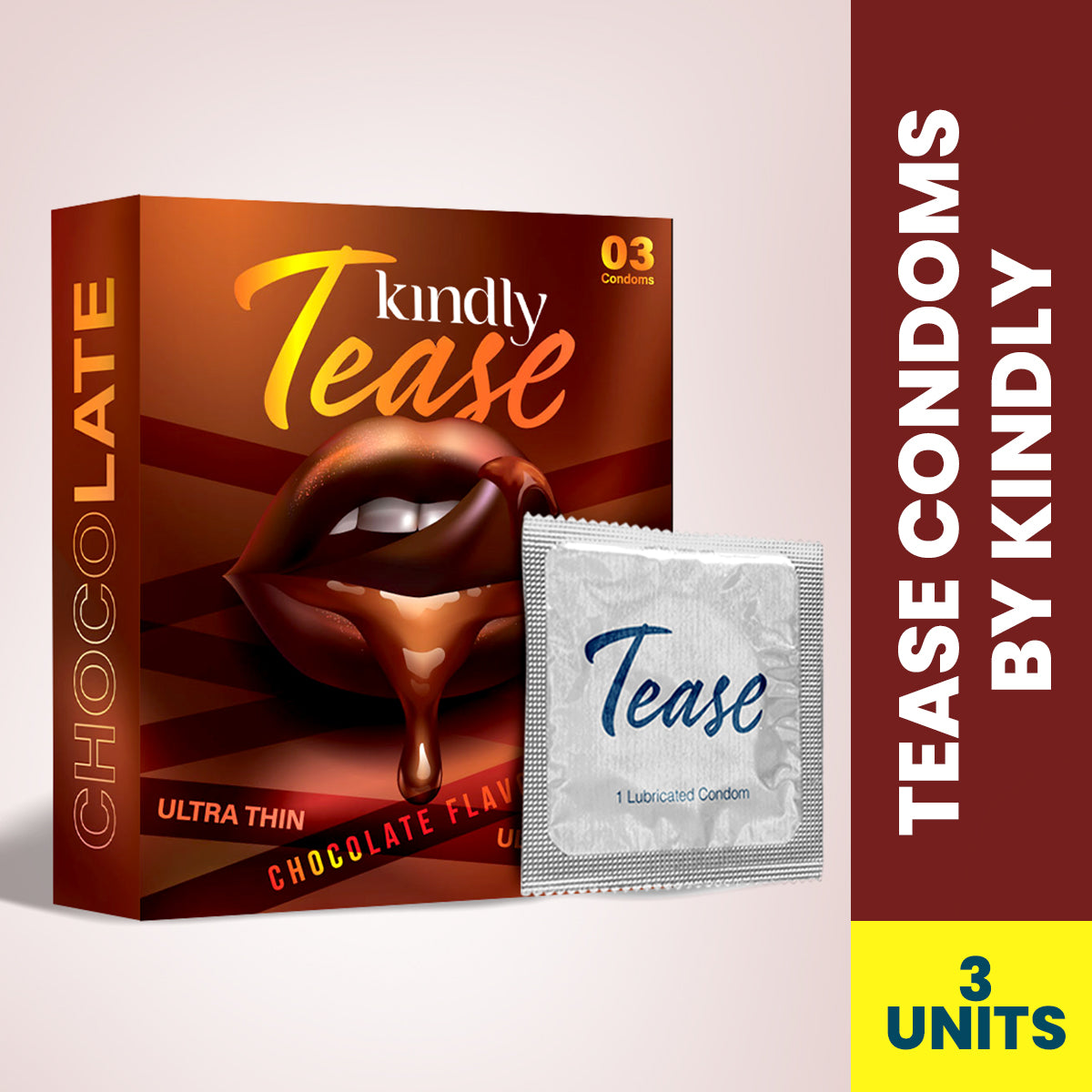 Tease Condoms- Ultra Thin- Chocolate Flavour- Pack of 3