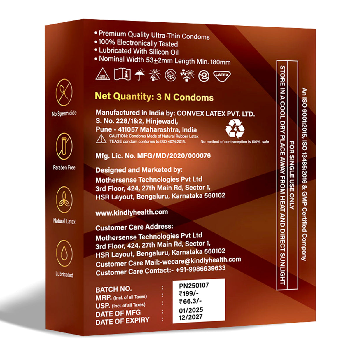Tease Condoms- Ultra Thin- Chocolate Flavour- Pack of 3