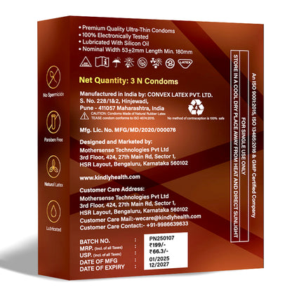 Tease Condoms- Ultra Thin- Chocolate Flavour- Pack of 3